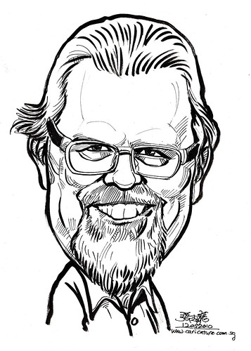 Caricature of David Robert Wooten in ink