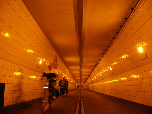Cycle tunnel under Nieue Maas, Rotterdam, The Netherlands