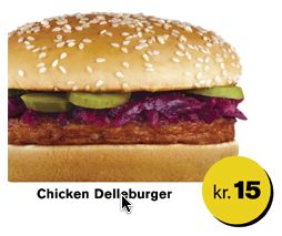 Chicken Delleburger at McDonalds Denmark