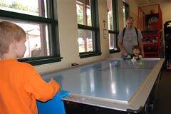 Air hockey in the Funmeister Clubhouse