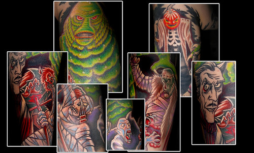 Vincent Price & Monster Mash Tattoo Sleeve Step 16 - Montage
