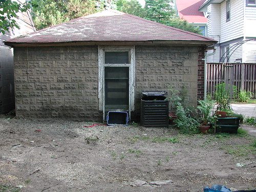 Backyard, view toward the garage