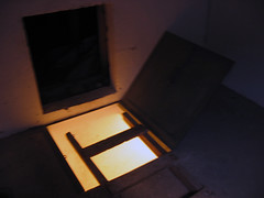 A ladder in a dark room