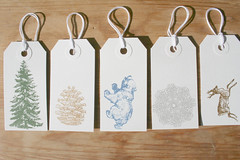 Holiday Gocco Gift tags - Nature - set of 5