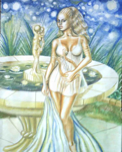 Like Sappho, Korinna from Tanagra was one of the greatest poets in the ancient Greece.We dont know when she was born but she lived around 500 b.c.Her works treated subjects related to greek mythology and the link betweent myths and real life.This is my painting of Korinna
