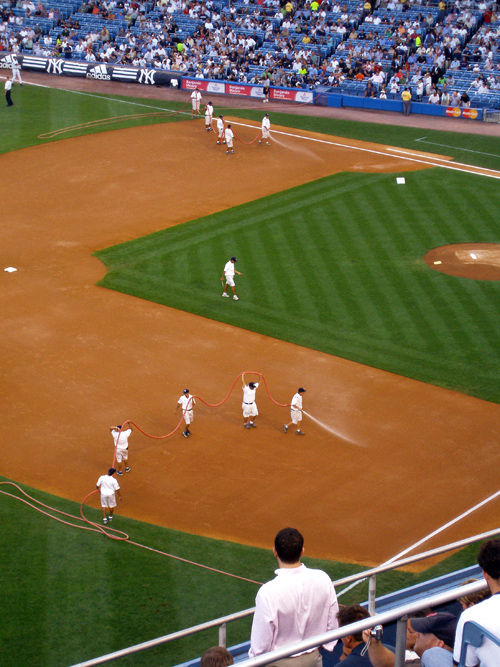 Yankee Stadium grounds crew in action