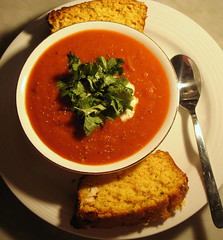 Chilli bean soup with cornbread