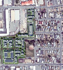the Village, added digitally to the satellite image (courtesy David Baker & Partners)