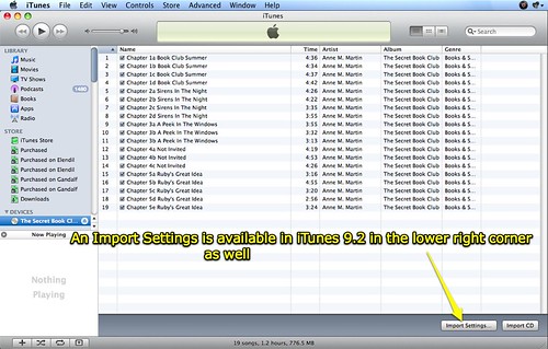 Import Settings in iTunes