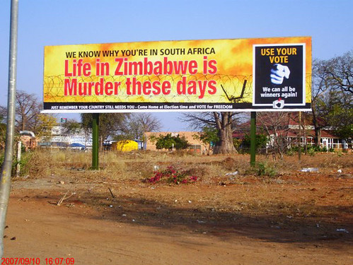 We know why you're in South Africa - Life in Zimbabwe is murder these days - Use your vote [Credit: Sokwanele]