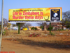 Billboard welcoming Zimbabweans to South Africa