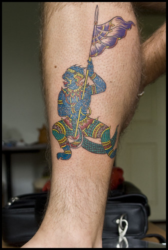 hanuman tattoo. On my left leg I got a tattoo of a #39;Hanuman#39;.