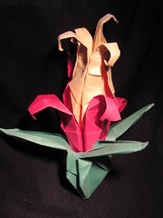 Tres origamis, una flora.