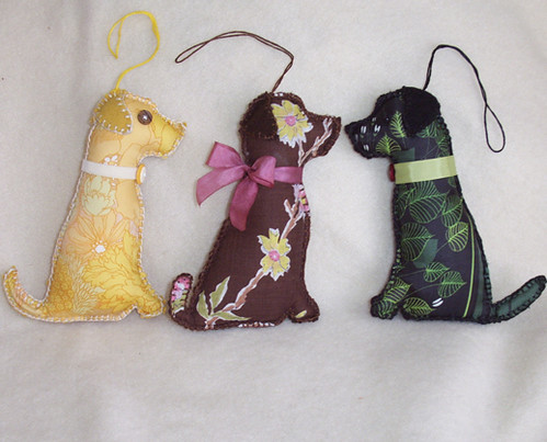 Yellow, Chocolate and Black Lab Dog Ornaments