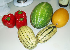 peppers, squash, watermelon