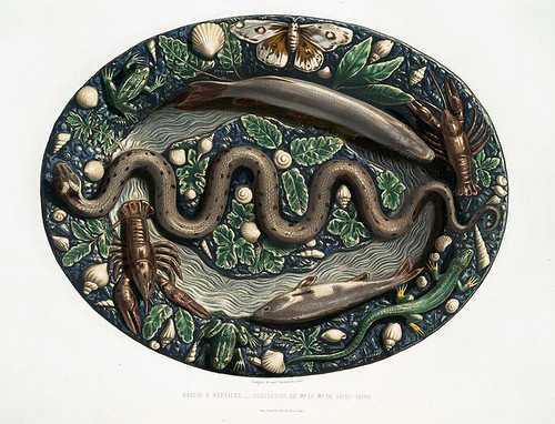 005-Cuenco decorado con reptil y animales basicamente marino-Monographie de l'oeuvre de Bernard Palissy…1862s