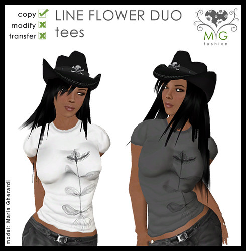 [MG fashion] Line Flower Duo - tees