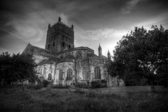 Mono HDR Sunset on Tewkesbury Cathedral
