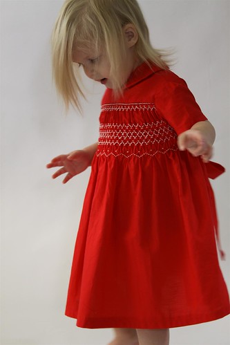 1961 Hand Smocked Red Toddler Dress Boutique Vintage
