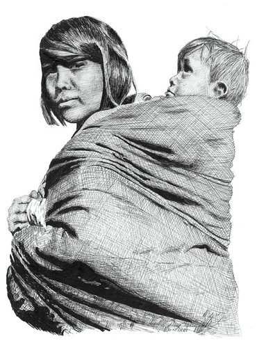 Sioux Woman and child