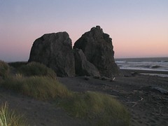Sunset over two rocks