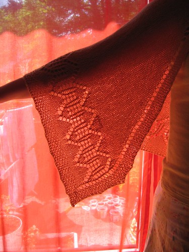 comfort shawl in red light