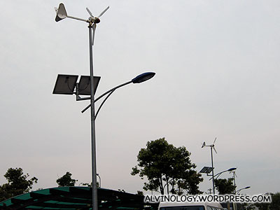 Spotted these wind-turbine-powered street lamps