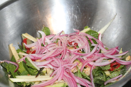 Green Apple Salad with pickled red onions