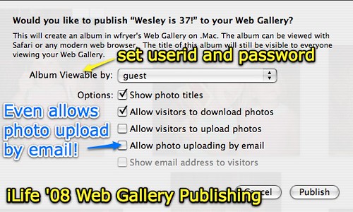 iWeb 08 Web Gallery Publishing Options