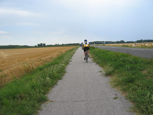 Fitz on the bike path just after crossing into Hungary