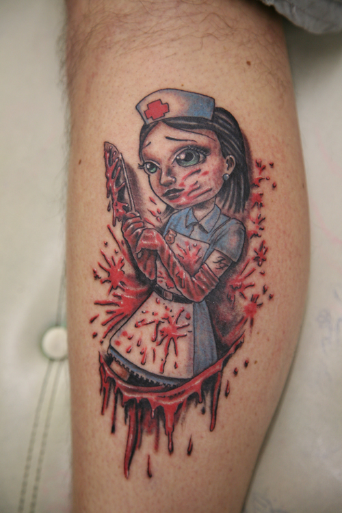 crazy nurse Tattoo. go back
