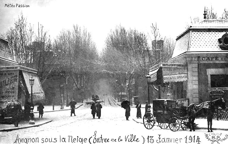 chute de neige à Avignon le 13 janvier 1914