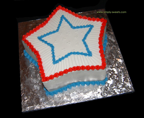 red, white, blue star cake