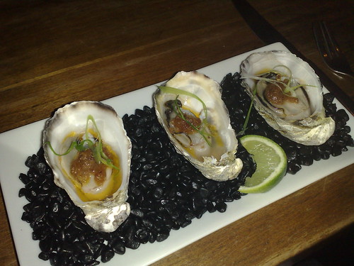 oysters, freshly shucked to order with house made XO sauce
