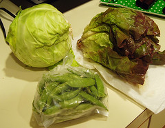 cabbage, lettuce, peas