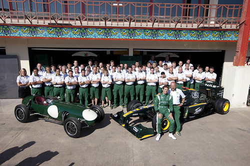 Team photo with the T127 and Lotus Type 12