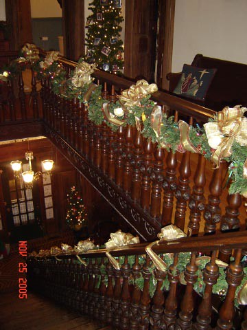 looking down the staircase