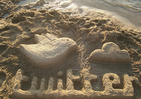 Twitter Logo in the Sand