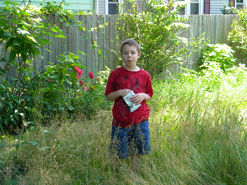 Roger modeling the grass