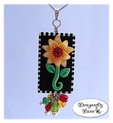 Fiery flower art bead pendant