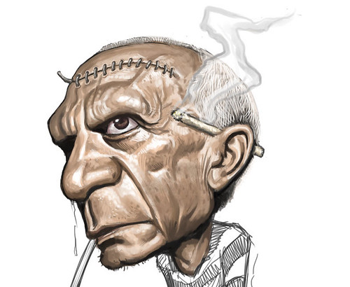 digital caricature of Pablo Picasso - 2 small
