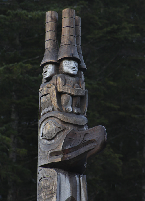 figures on top of a totem, Kasaan, Alaska