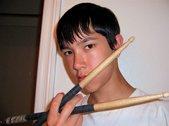 Self-portrait with drumsticks