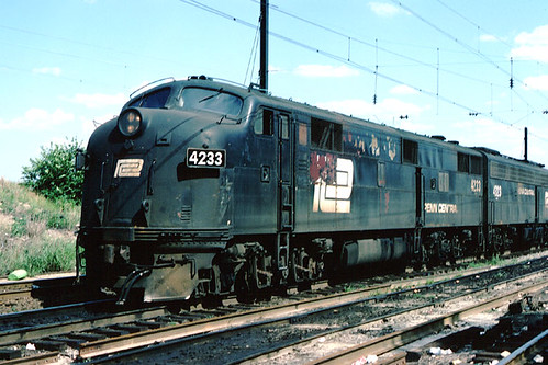 Penn Central EMD E-7 passenger locomotive # 4223. South Amboy New Jersey. July 10th, 1977 by Eddie from Chicago