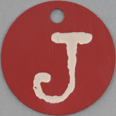 pink tag letter J