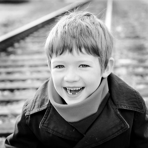 Rowan on the Tracks Smiling