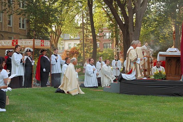 Cathedral Basilica of Saint Louis, in Saint Louis, Missouri, USA - Corpus Christi Procession - at Cathedral Towers