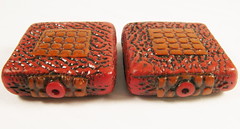 Cayenne Red Square Textured Focal Beads