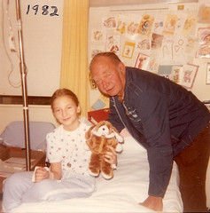 My sister Heather in the hospital, my grandfather visiting