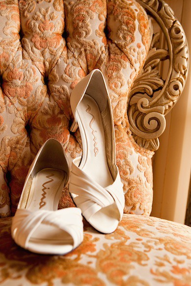 Ivory wedding shoes with beautiful open style